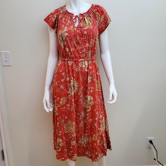 Chaps summer dress in orange with flower print. Size M. NWT - Picture 1 of 8